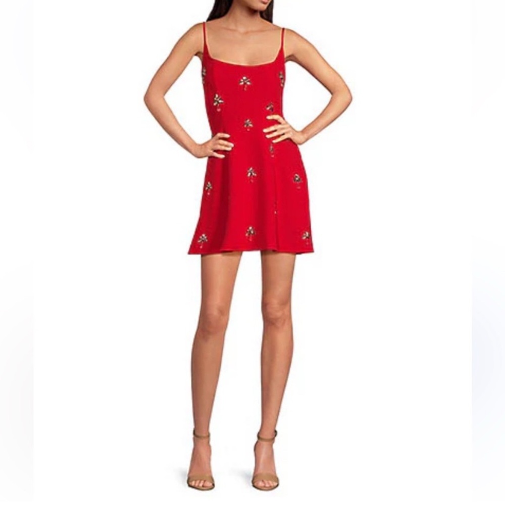 NWT‎ Gianni Bini Mika Crepe Square Neck Sleeveless Jewel A-Line Dress Size 10